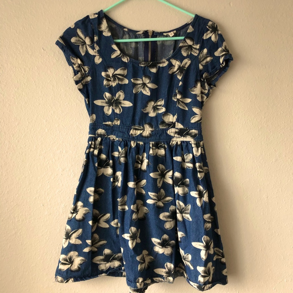 90’s Grunge Floral Denim Dress Size S